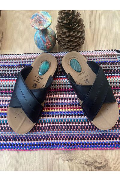 Eylül Spor Ανδρικές μαύρες παντόφλες Heel Spur Ultra Soft Gel σόλας Παντόφλες εσωτερικού χώρου Καθημερινές παντόφλες
