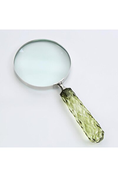 CREARTHOME Срібна зелена декоративна лупа - 23x10 см AK.IR0103