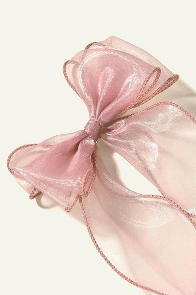 PETEK AKSESUAR Women's Long Tulle Bow Buckle Powder