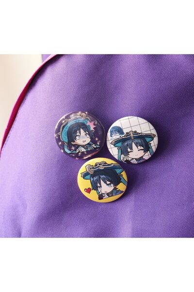 Akumastik مجموعة شارة تزيين الحقيبة من جينشين إمباكت سكاراموش مكونة من 3 قطع