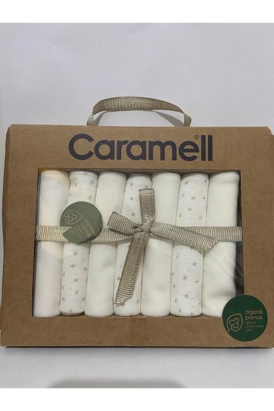 Caramell Set of 7 Cotton Baby Mouth Wipes White