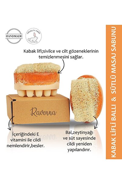 RAVENNA Doğal Kabak Lifli Ballı & Sütlü Masaj Sabunu 130 gr