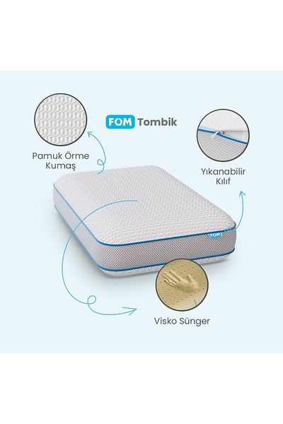 FOM Orthopedic Massage Effect 2-Piece Chubby Pillow Set - 60x40x13 White
