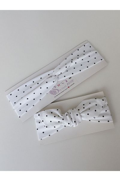 swan butik Baby Girl Παιδική και Ενήλικη Μπαντάνα 2 τεμαχίων Mother Girl Συνδυασμός Λευκό Πουά