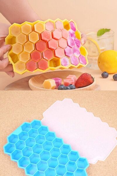 Duffa Pratik Petek Şeklinde Altıgen Silikon Buz Kalıbı | Silikon Yapışmaz Buz...