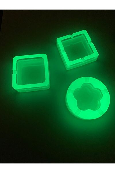 MISS GOLDEN Green Neon Colored White Round Flower Patterned Highlighter Ash Tray - Epoxy Gift