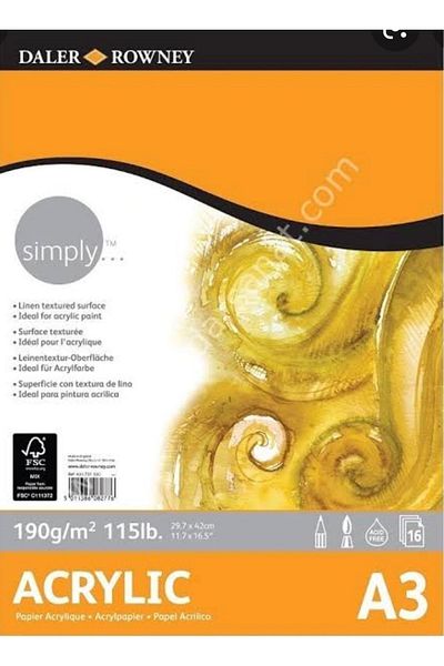 Daler Rowney Simply Acrylic Paper A3 190 Gr 16 Sheets