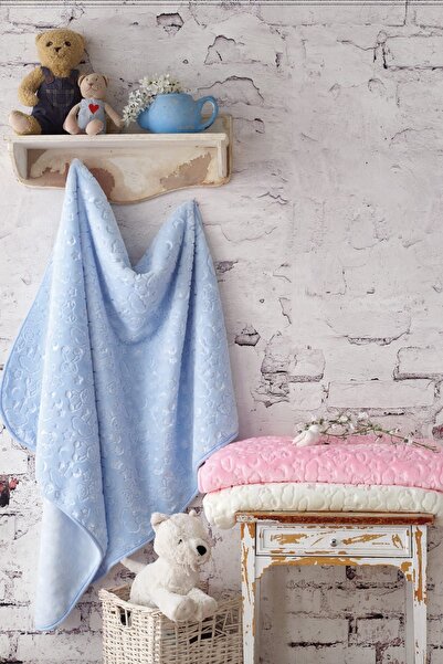 Cotton Box Krem Rengi Kabartma Desenli Emboss Bebek Battaniyesi - 100x120cm