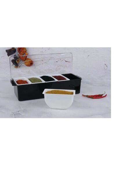 Kitchen Line MASTER 5 Compartment Breakfast Set with Transparent Lid - Spice Bowl and Jam Bowl