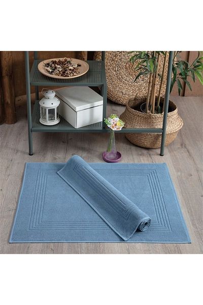Sevim High Absorbent Indigo Blue 2-piece Towel Set - 100% Cotton Striped, Soft Texture Foot Towel