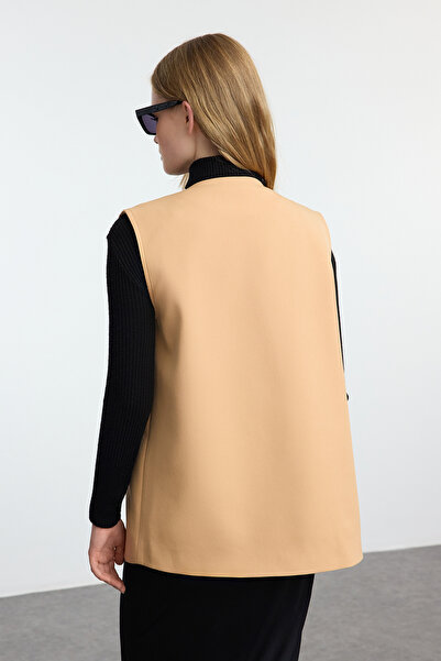 Trendyol Modest Woven Beige Vest - Double Breasted Closure, TCTAW25YL00001