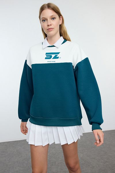 Trendyol Collection Πλεκτό φούτερ πετρελαίου μεγάλου μεγέθους Fleece - TWOAW25sw00022