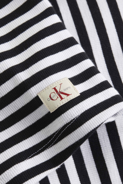 Calvin Klein Pulover cu gât cu coaste cu etichetă țesută