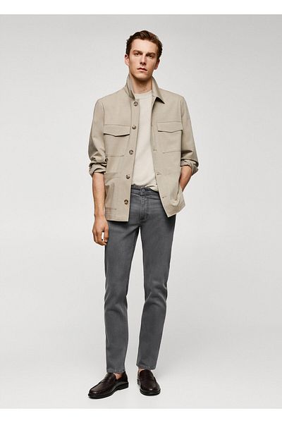 MANGO Men's Grey Denim Jeans -57110690