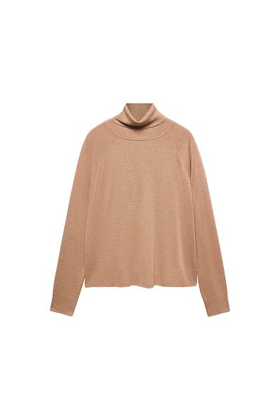 MANGO Woman Ciemny Camelowy sweter damski – model67010462