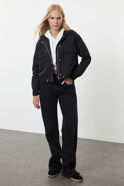 Trendyol Collection Übergroßer Schwarzer Dünner Jackenmantel – Twoaw25Mo00207