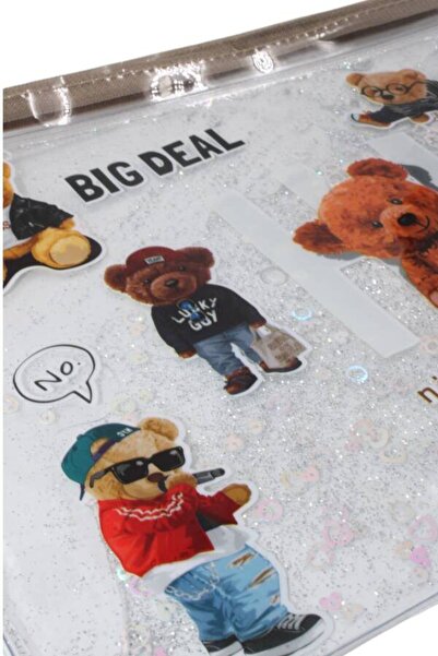 VUKİ Vuki A5 Transparent File - Watery, Zippered, Bear Vk-0072-11