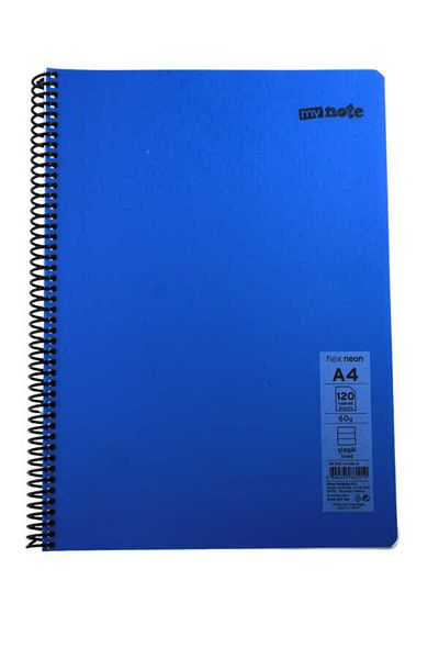 Mynote Flex A4 120 Sheets Lined Spiral Plastic Neon Cover Notebook