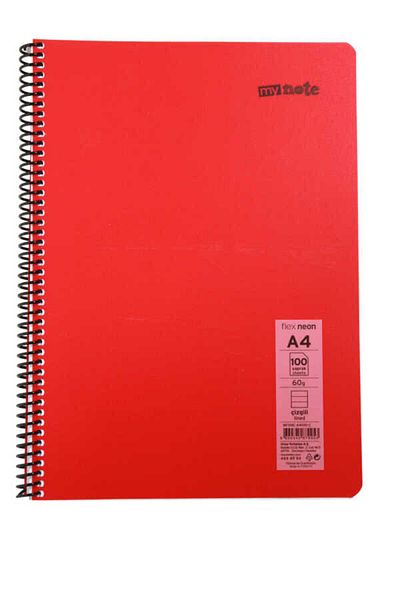 Mynote Flex A4 100 Sheets Lined Spiral Plastic Neon Cover Notebook