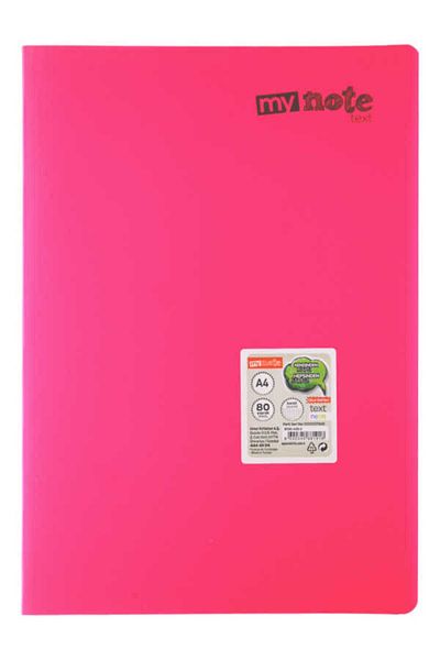Mynote Text Neon A4 80 Sheets Checked Plastic Cover Notebook