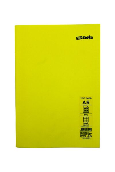 Mynote Text A5 60 Sheets Checkered Plastic Neon Cover Notebook