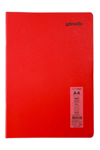 Mynote Text Neon A4 40 Sheets Checked Plastic Cover Notebook