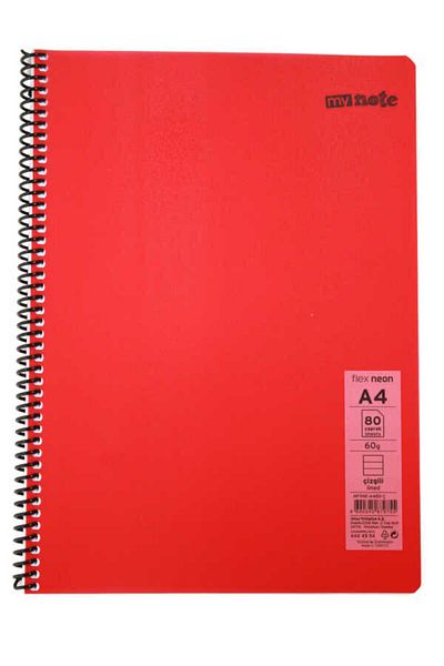 Mynote Flex A4 80 Sheets Striped Spiral Plastic Neon Cover Notebook