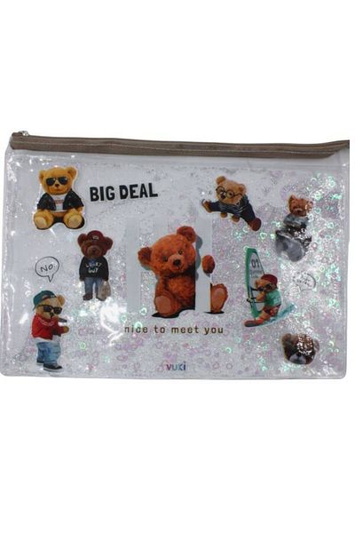 VUKİ Vuki A4 Transparent File - Watery Zippered, Bear Pattern Vk-0073-11
