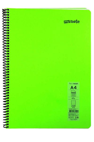Mynote Flex A4 100 Sheets Lined Spiral Plastic Neon Cover Notebook