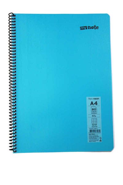 Mynote Flex A4 80 Sheets Checked Spiral Plastic Neon Cover Notebook