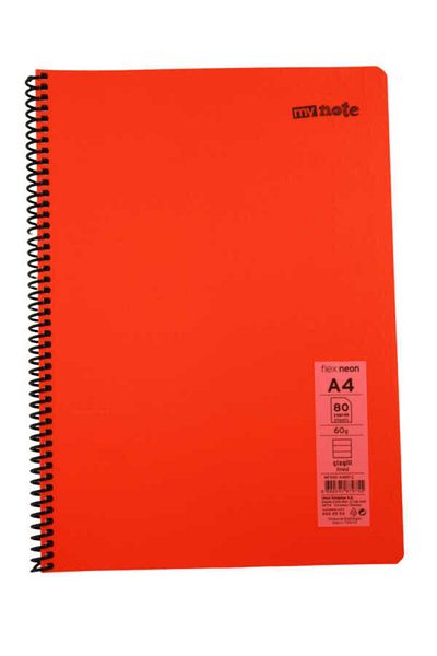 Mynote Flex A4 80 Sheets Striped - Spiral Plastic Neon Notebook
