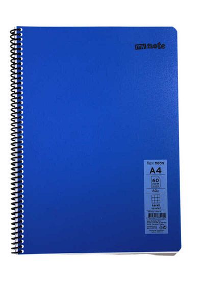 Mynote دفتر ملاحظات Flex A4 60 ورقة من البلاستيك ذو غطاء نيون حلزوني