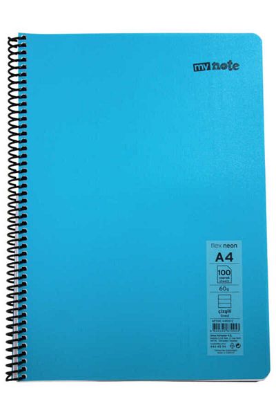Mynote Flex A4 100 Sheets Lined Spiral Plastic Neon Cover Notebook