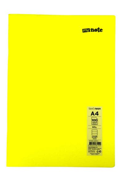 Mynote Text Neon A4 100 Sheets Lined Plastic Cover Notebook