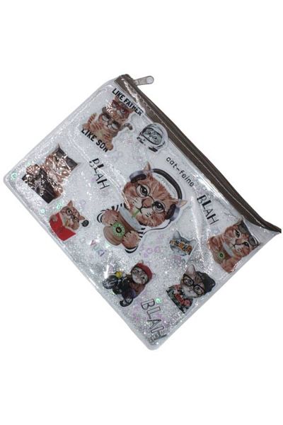 VUKİ Vuki A4 Cat - Transparent, Zippered File Vk-0073-08