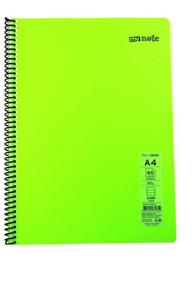 Mynote Flex A4 60 Sheets Lined Spiral Plastic Neon Cover Notebook