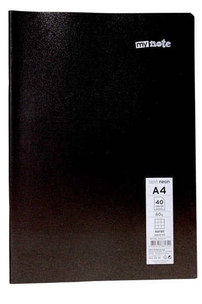 Mynote Text Neon A4 40 Sheets Checked Plastic Cover Notebook