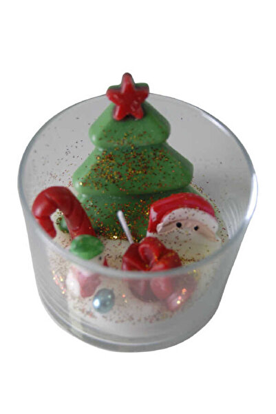 CAN Χριστουγεννιάτικο Διακοσμητικό Χριστουγεννιάτικο Γυάλινο Κερί 6 εκ