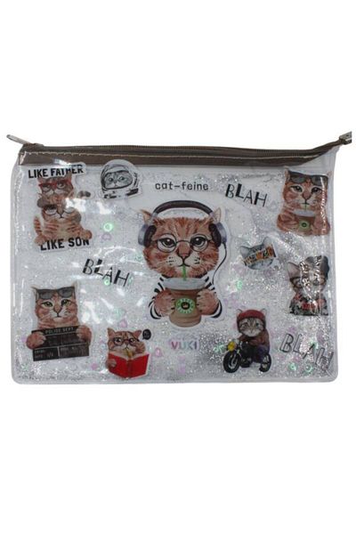 VUKİ Vuki A4 Cat - Transparent, Zippered File Vk-0073-08