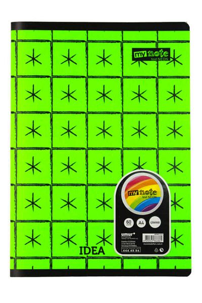 Mynote Text A4 60 Sheets Unlined Plastic Cover Notebook