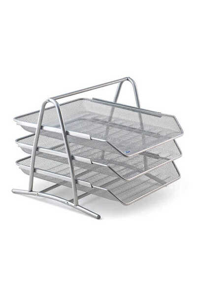 Mas 523 Gümüş Perfore Evrak Rafı 3lü Set