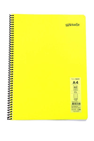 Mynote Flex A4 60 Sheets Lined Spiral Plastic Neon Cover Notebook