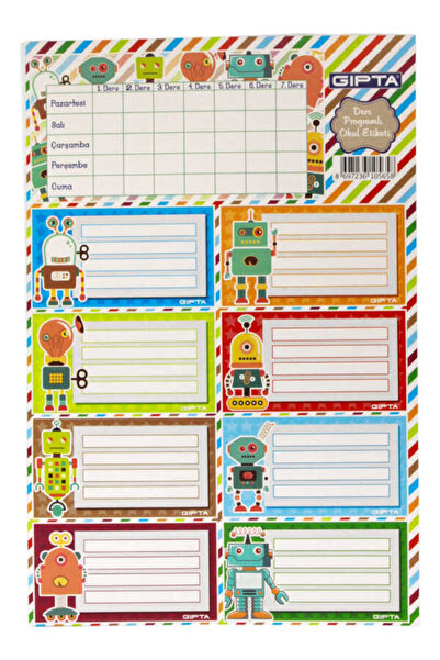 Gıpta GIPTA-BOYS PROGRAMA DE LECȚII ETICHETĂ ȘCOALA 3 FOI ROBOT 16 x 24 cm ROBOT