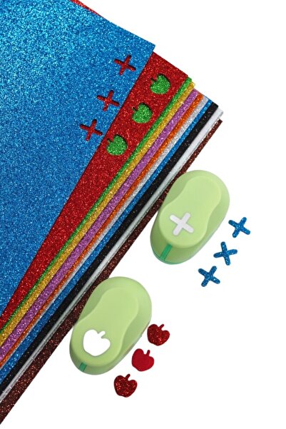 Kırtasiye Ofisi Bs96 Elma, Artı Şekilli Delgeç Ve 10lu Yapışkanlı Eva Seti