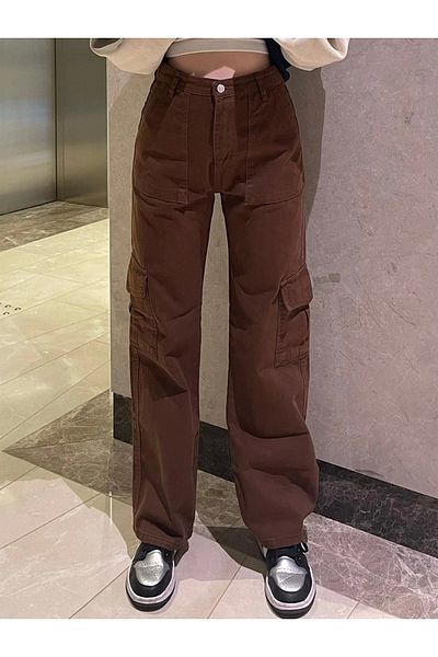Gofeel Brown Cargo Pocket Detail Trousers 1blood