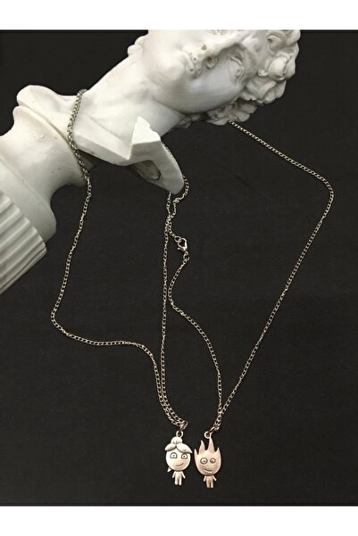 Genel Markalar Unisex Ateş Ve Su Çift Kolye