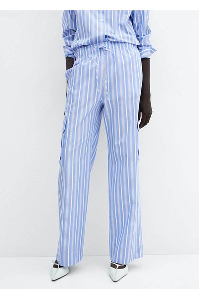 MANGO Woman Striped Cotton Cargo Pants