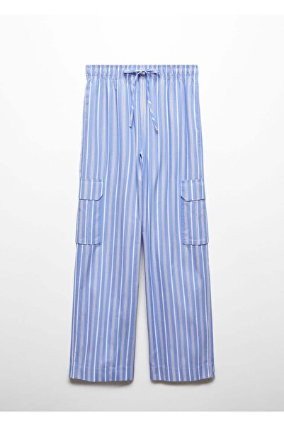 MANGO Woman Çizgili pamuklu kargo pantolon