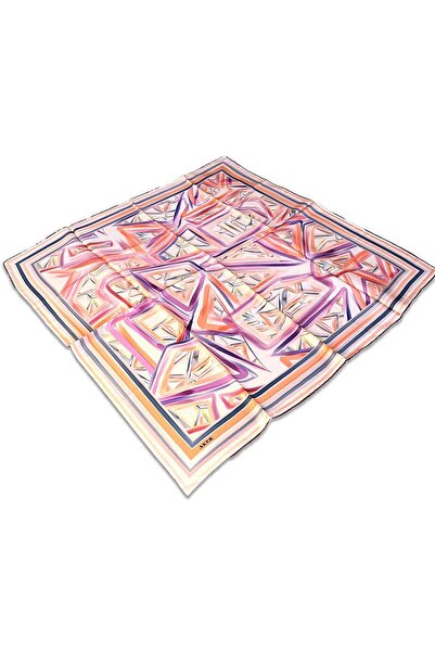 Aker وشاح من الحرير الوردي المغبر بنمط هندسي -8794701-341