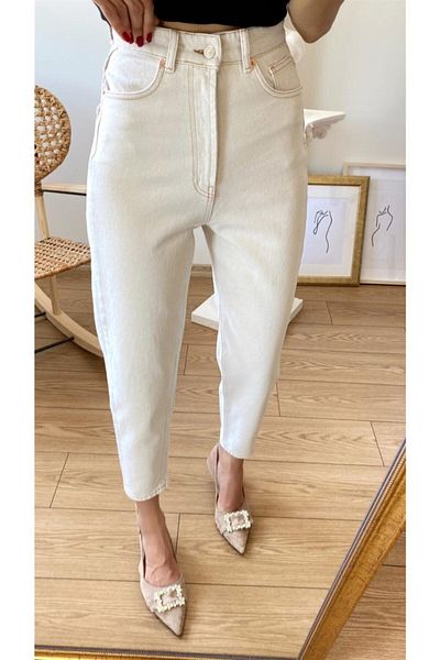 Geppetto Penolope Women - Milky Beige Color Mom Jean